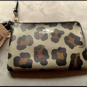 Coach leopard wristlet wallet
